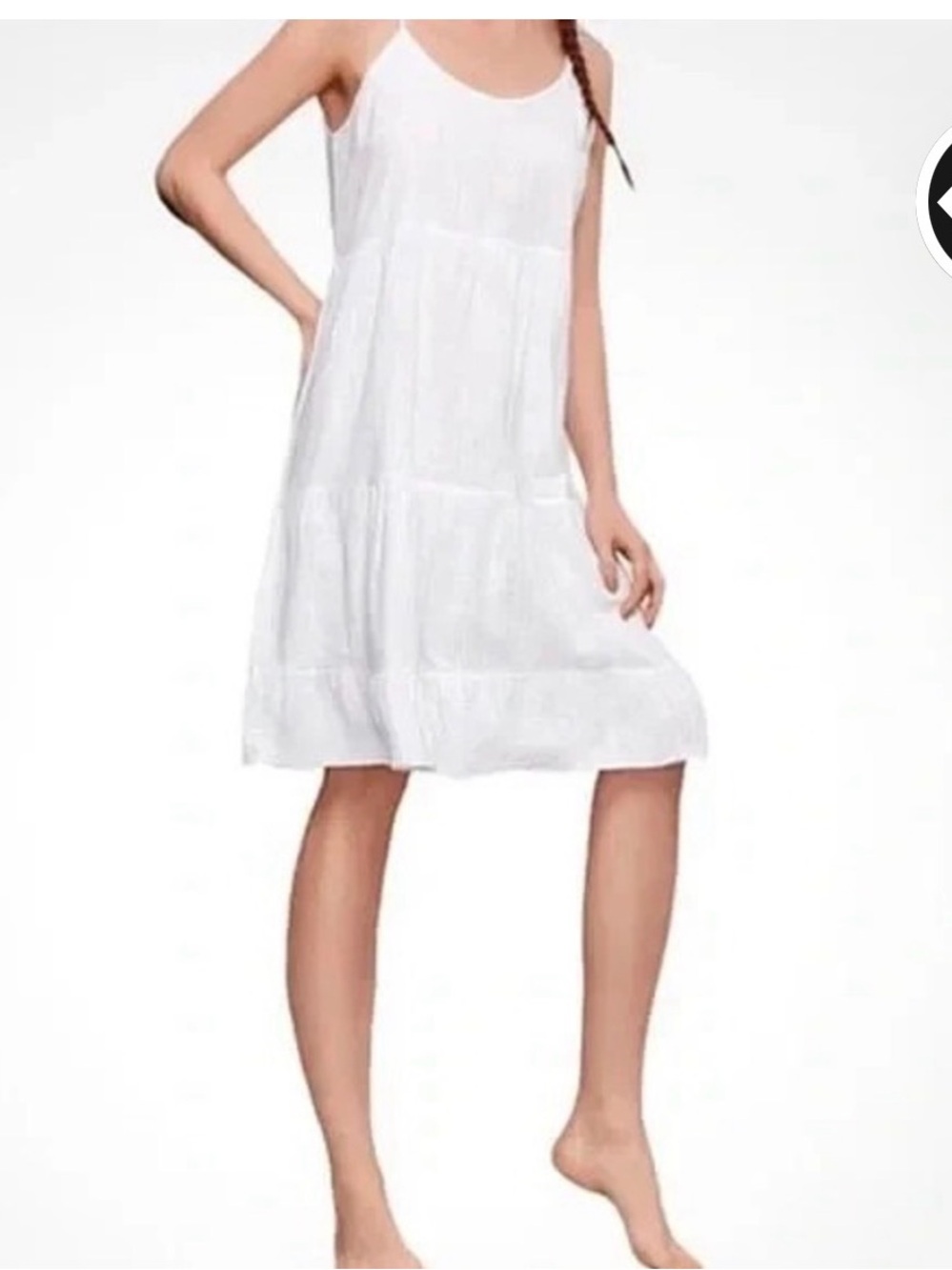 Valentina White Tiered Spaghetti-Strap Midi Dress  100% linen.  made in Italy